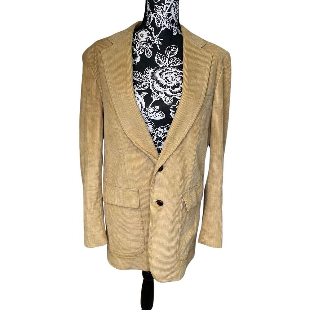 Vintage Beige Corduroy Sport Coat Blazer Grandpa Core Academia Jacket Everyday